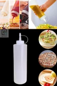 QNİAY Chef Hazırlık Şişesi (1 Adet) Kapaklı Salata Sosu Zeytinyağı Ketçap Mayonez Sıkma Sosluk 400 Ml - 2