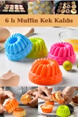 QNİAY 6 Lı Mini Kek Kalıbı 3d Kurabiye Pasta Muffin Kalıpları Silikon Pişirme Kalıbı - 1