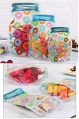 QNİAY 3 Boy Kavanoz Görünümlü Donutlu Kilitli Saklama Kabı 150ml 500ml  620ml - 1