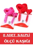 QNİAY 8'li Kalp Ölçü Kaşığı  Baharat Kaşığı Çay Kahve Şeker Un Baharatlık Ölçü Kaşığı Seti - 5