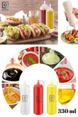 QNİAY Renkli 3 Adet Masa Üstü Yağlık Yağdanlık 330ml Zeytinyağı Sos Ketçap Mayonez Set Cafe Ev Restoran - 1