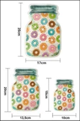 QNİAY 3 Boy Kavanoz Görünümlü Donutlu Kilitli Saklama Kabı 150ml 500ml  620ml - 3