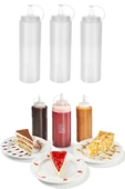 QNİAY Qchef Hazırlık Şişesi (4 Adet) Kapaklı Salata Sosu Zeytinyağı Ketçap Mayonez Sıkma Sosluk 400 Ml - 3