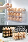 QNİAY 3 Katlı Raf Yumurta Saklama Kutusu Buzdolabı Yan Kapı Organizer Buz Dolabı Için Yumurta Rafı thumbnail 3