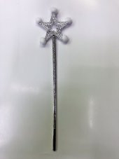 Parti Malzemesi Yıldız Peri Asası Sihirli Değnek Beyaz Ponponlu thumbnail 1