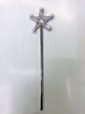 Parti Malzemesi Yıldız Peri Asası Sihirli Değnek Beyaz Ponponlu thumbnail 2