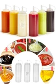 QNİAY Chef Hazırlık Şişesi (2 Adet) Kapaklı Salata Sosu Zeytinyağı Ketçap Mayonez Sıkma Sosluk 400 Ml - 1