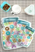 QNİAY 3 Boy Kavanoz Görünümlü Donutlu Kilitli Saklama Kabı 150ml 500ml  620ml - 2