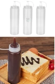QNİAY Qchef Hazırlık Şişesi (4 Adet) Kapaklı Salata Sosu Zeytinyağı Ketçap Mayonez Sıkma Sosluk 400 Ml - 1