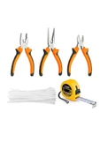QNİAY 5'li Set Mini Kargaburun Pense Yankeski + 100 Adet Plastik Kelepçe + Şerit Metre 3 Mt - 1