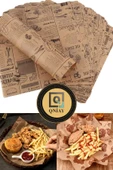 QNİAY Kendinden Desenli Yağlı Kağıt Vintage Gazete Desen 50 Adet Sunum Kağıdı Asorti Karışık Desen thumbnail 4