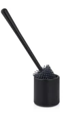 QNİAY Siyah Antibakteriyel Silikon Uçlu Oval Tuvalet Fırçası Seti Tuvalet Ve Klozet Temizleme Fırçası thumbnail 2