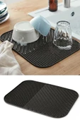 QNİAY Siyah Silikon Bulaşık Kurutma Matı-kaydırmaz Mutfak Tezgah Üstü Pratik Bulaşık Matı thumbnail 1