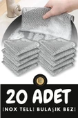 QNİAY 20 Adet Sihirli Inox Paslanmaz Telli Bulaşık Bezi Kir Pas Sökücü Sihirli Temizlik Bezi Ve Süngeri thumbnail 1