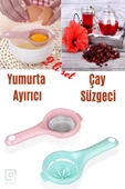 QNİAY Pratik 2'li Set Çay Süzgeci Ve Yumurta Akı Ayırıcısı Süzgeç Ayırıcı Aparat - 2