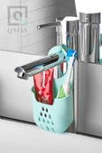 QNİAY Pratik Silikon Lavabo Düzenleyici Organizer Diş Fırça Sabun Vb. Lavabo Batarya Musluk Askılı thumbnail 1