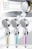 QNİAY Yeni Çift Pervaneli Turbo Fanlı Duş Başlığı Su Tasarruflu (Yeni Nesil) Yağmurlama Stop Düğmeli Banyo thumbnail 3