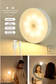 QNİAY 8 Ledli Hareket Sensörlü Usb Şarj Edilebilir Mıknatıslı Günışığı Sarı Led Işık Dolap Içi Ev Gece - 6