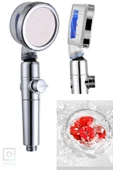 QNİAY Turbo Duş Başlığı Basınçlı Yağmurlama Stop Düğmeli Gold Renk Pervaneli Su Tasarruflu Duş Banyo - 5