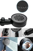 QNİAY Turbo Fanlı 3'lü Set Siyah 5 Fonksiyonlu Turbo Jet Pervaneli Duş Başlığı Örgülü Hortum Ve Askı Set thumbnail 7