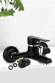 QNİAY Black Siyah Mix Banyo Bataryası Aç Kapa Mix Duş Banyo Bataryası - 1