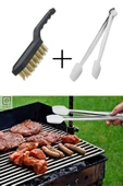 QNİAY Paslanmaz Çelik Izgara Maşası Mangal Barbekü Temizleme Tel Fırçası (2li Set Tatil Piknik Kamp Parti - 1