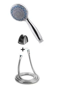 QNİAY Onyon 3 Lü Set Krom 3 Fonksiyonlu Su Tasarruflu Banyo Tepe El Duş Başlığı Duş Hortum Mafsal Set - 1