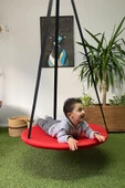 SVAVA Tavana Asılan Ev Tipi Çocuk Salıncağı - Yuvarlak Bebek Çocuk Hamak Salıncak (kırmızı) thumbnail 5