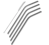 Çelik Pipet Paslanmaz Çelik Metal Meşrubat Pipeti Ve Pipet Temizleme Fırçası Seti 5 Parça - 1