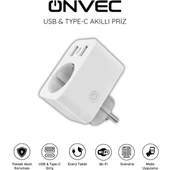 Onvec Usb Type-c Akıllı Tekli Priz, WiFi + BLE, Google Home ve Amazon Alexa Uyumlu, Uzaktan Kontrol, Anlık Enerji Tüketimi Takip, Zamanlayıcı Özellikli - 1