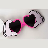 Pembe Renk Kalp Şekilli El Figürlü Parti Gözlüğü 21x8 cm - 1