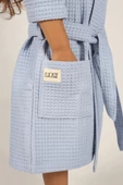 Luckka Pike Çocuk Bornoz Waffle Kumaş - ZTWAF00  2-4 Yaş Mavi - 6