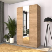 Trendline 3 Kapaklı Aynalı Gardırop-Florida Meşe 120x207x53 cm - 2