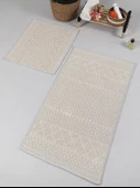 Naturel Pamuklu Kilim Yıkanabilir Banyo Paspası Seti 2'li Klozet Takımı 60x100-50x60cm 7020 Bej - 7