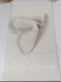 Naturel Pamuklu Kilim Yıkanabilir Banyo Paspası Seti 2'li Klozet Takımı 60x100-50x60cm 7020 Bej - 6