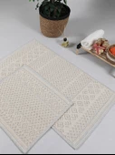 Naturel Pamuklu Kilim Yıkanabilir Banyo Paspası Seti 2'li Klozet Takımı 60x100-50x60cm 7020 Bej - 3