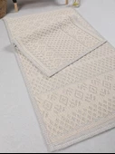 Naturel Pamuklu Kilim Yıkanabilir Banyo Paspası Seti 2'li Klozet Takımı 60x100-50x60cm 7020 Bej - 2