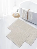 Naturel Pamuklu Kilim Yıkanabilir Banyo Paspası Seti 2'li Klozet Takımı 60x100-50x60cm 7020 Bej - 1