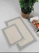 Naturel Pamuklu Kilim Yıkanabilir Banyo Paspası Seti 2'li Klozet Takımı 60x100-50x60cm 7034 - 3