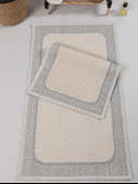 Naturel Pamuklu Kilim Yıkanabilir Banyo Paspası Seti 2'li Klozet Takımı 60x100-50x60cm 7034 - 2