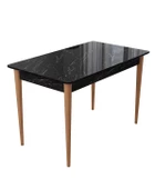 PİNOTEX AYAKLI KALİTELİ MDF SABİT YEMEK MASASI  72 x 112 cm  SİYAH MERMER - 2