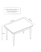PİNOTEX AYAKLI KALİTELİ MDF SABİT YEMEK MASASI  72 x 112 cm  SİYAH MERMER - 3