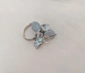 Beyaz Boncuklu Sallantı Tasarım Kadın Yüzük Ayarlanabilir Ölçü thumbnail 1