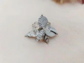 Beyaz Boncuklu Sallantı Tasarım Kadın Yüzük Ayarlanabilir Ölçü thumbnail 2