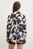 V Yaka Taş Desen Gömlek Siyah thumbnail 4