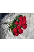 Yapay Buket Yapay Kadife Gül 10 Adet Kırmızı 50 cm - 5
