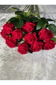 Yapay Buket Yapay Kadife Gül 10 Adet Kırmızı 50 cm - 1