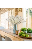 YASİMA Yasimayapay 1 Adet 9 Dallı Bahar Çiçeği 35cm Beyaz Ev Vazo Dekor Süsü - 3