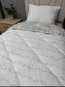 Clasy %100 Pamuk Ranforce Tek kişilik Yorgan Çift Taraflı Asrt Gri Çiçekli Desen - 2