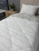 Clasy %100 Pamuk Ranforce Tek kişilik Yorgan Çift Taraflı Asrt Gri Çiçekli Desen - 3